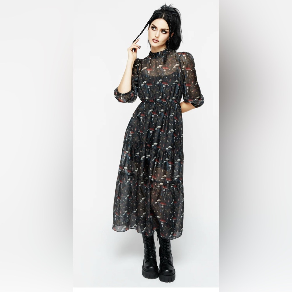 Disturbia Dark Floral Sheer Maxi Dress